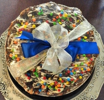 Chocolate Covered Pretzel Popcorn Pizzas