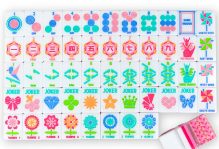 Luxury Pink Gradient Girly Acrylic Mahjong Tile Set - 160 pastel pink tiles showing all suits, bow and butterfly jokers - NMJL compatible mahjong gift, Corey Paige, Bespoke Mahjong, My Fair Mahjong, Oh My Mahjong, NYC gift shop