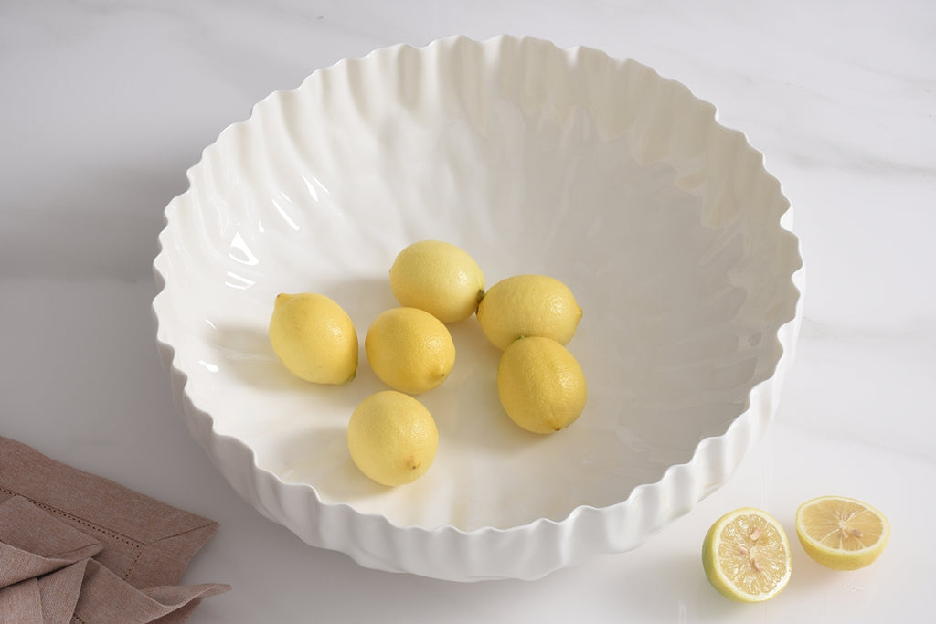 Pampa Bay "Ashley" Mascali Bianca Large Shallow Bowl - White