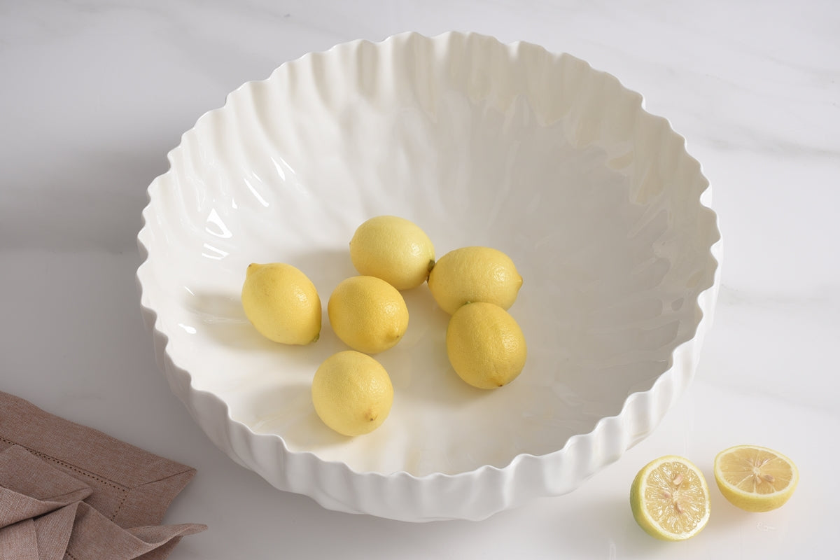 Pampa Bay "Ashley" Mascali Bianca Large Shallow Bowl - White