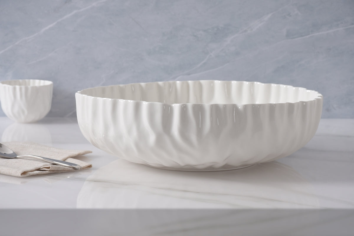 Pampa Bay "Ashley" Mascali Bianca Large Shallow Bowl - White