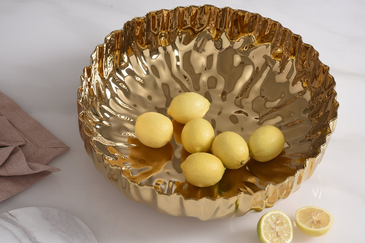 Pampa Bay "Ashley" Mascali D'Oro Large Shallow Bowl Gold