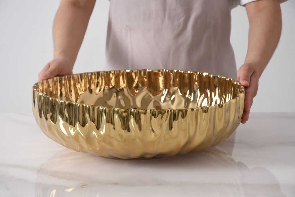 Pampa Bay "Ashley" Mascali D'Oro Large Shallow Bowl Gold