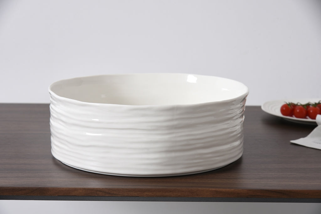 Pampa Bay Le Blanc large bowl: microwave and dishwasher safe, oven safe to 500°F. Hostess gifts and holiday celebrations. Nationwide delivery.