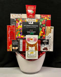 Corporate Gift Basket - A Taste of Color White Beverage Bin