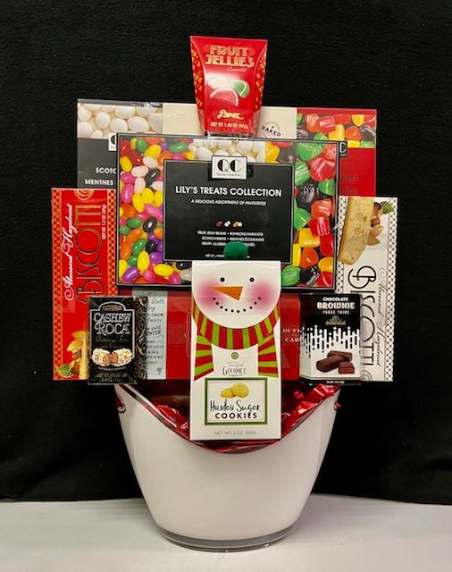 Corporate Gift Basket - A Taste of Color White Beverage Bin