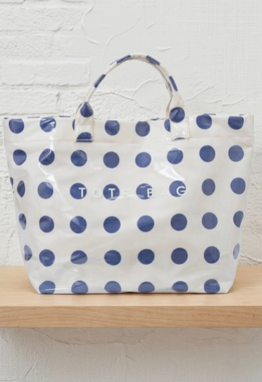 Glossy beach tote detail view - poly lining interior, wipe-clean PVC exterior, summer gift for her, nationwide delivery