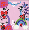Non-Slip Mahjong Mat - Heart Rainbows