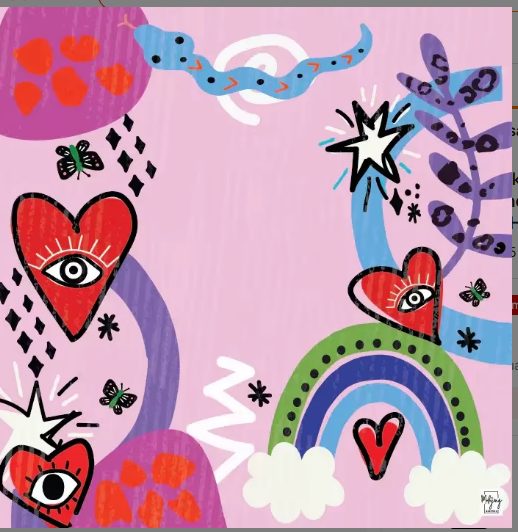 Non-Slip Mahjong Mat - Heart Rainbows