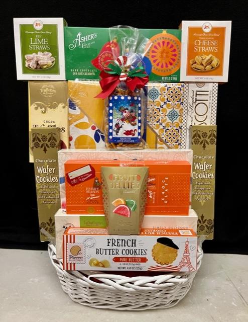 Corporate Gift Basket Sympathy Jeweled Tone - comforting gourmet treats with premium chocolates, cookies, nuts, and truffles in rich orange, green, and gold jewel-tone packaging - thoughtful corporate condolence gift with NYC delivery and nationwide shipping