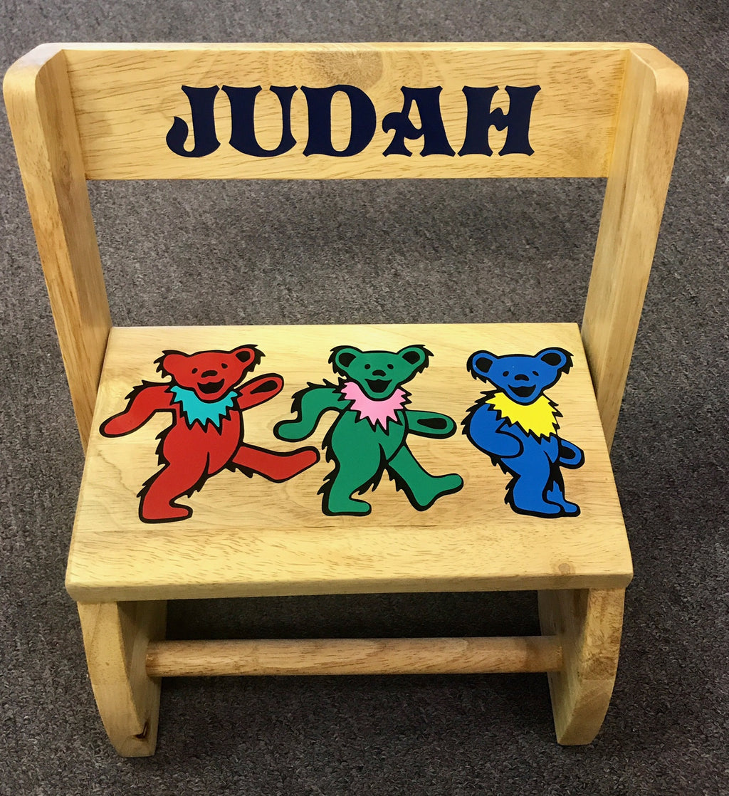 Personalized dancing bears toddler step stool - unique corporate new baby gift ships nationwide from NYC - The Pampered Professional