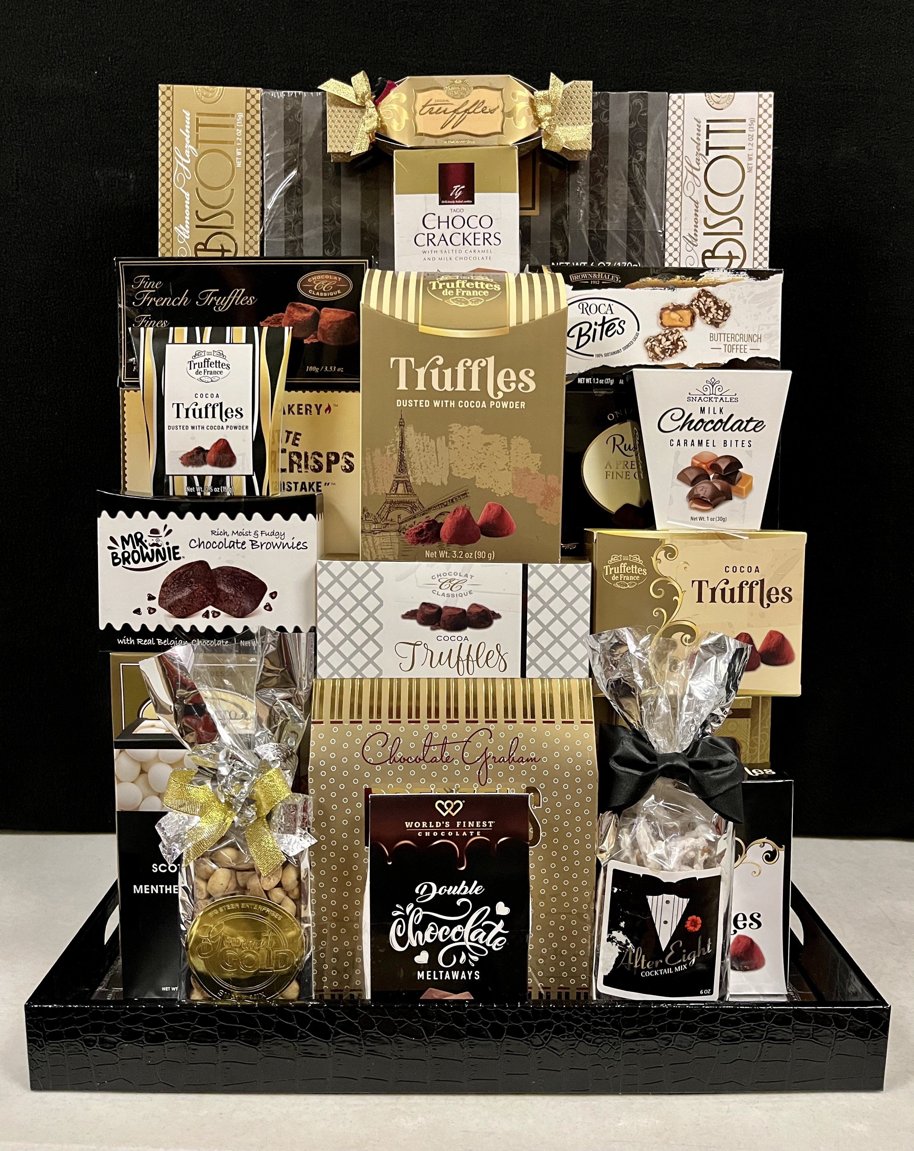 Corporate Gift Basket - Glittering Gold Faux Leather Tray
