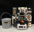 Luxury ice bucket and tray gift basket filled with premium gourmet chocolates and treats - a fabulous gift for the office, conference room, home, or bar area - NYC corporate gift, nationwide delivery