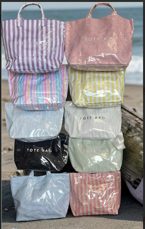 Collection of glossy beach totes in assorted colors - summer tote bag gift for her, nationwide delivery | The Pampered Professional