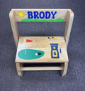 Golf themed step stool for toddlers - personalized new baby corporate and birthday gift - NYC and nationwide delivery - The Pampered Professional