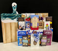Grand Collection luxury gourmet charcuterie board - show stopping handcrafted acacia wood and resin board overflowing with chocolates, nuts, biscotti, truffles, and savory treats, delivered nationwide and to New York City NYC - perfect for corporate holiday gifts, client appreciation, employee appreciation, and lease renewals