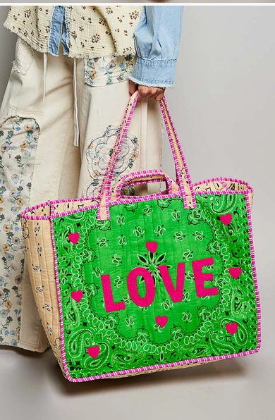 LOVE Bandana Quilted Tote Bag