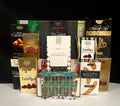 Green Goodness Luxury Gourmet Gift Basket Gathering - premium chocolates, cookies, nuts, and truffles in a classy green, black, and gold presentation - NYC delivery and nationwide shippingd