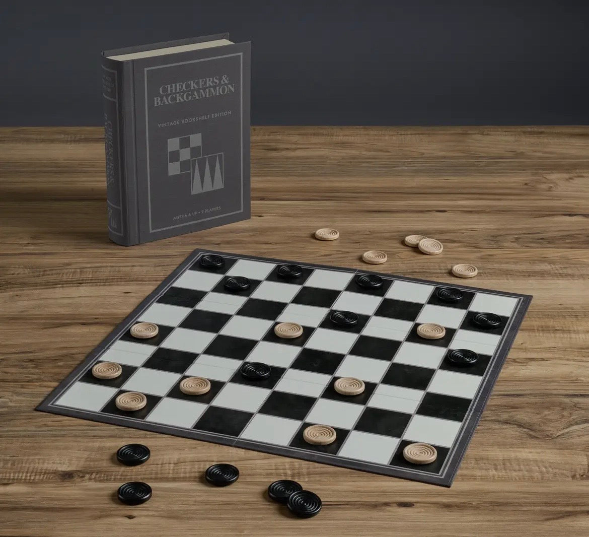 Checkers & Backgammon Vintage Bookshelf Game