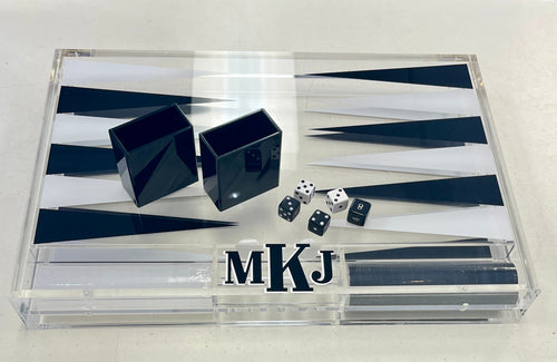 Acrylic Backgammon Set - Black/White