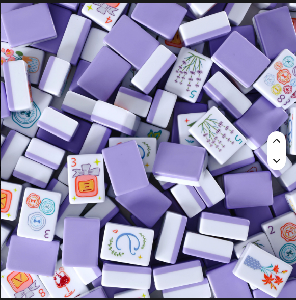 Lady Floral Theme acrylic mahjong tiles  - lavender and white American mahjong tiles featuring perfume bottle crak tiles, floral dot tiles, and fashion jokers - mahjong gift set for her, Corey Paige, Bespoke Mahjong, My Fair Mahjong, Oh My Mahjong - NYC luxury gift shop, nationwide delivery