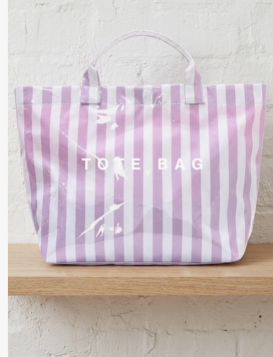 Lavender Striped glossy beach tote - summer tote bag for women, holiday and corporate gift, nationwide delivery | The Pampered Professional