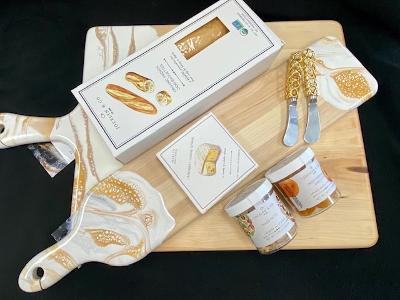 Pearl White gourmet charcuterie board with nuts and artisan accompaniments - luxury acacia wood gift board, delivered nationwide and to New York City NYC - ideal for get well gifts, thank you gifts, corporate meetings, and holiday gifting