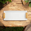 Ceramic hot dog tray with hand-painted handles - hostess gift, corporate gift, summer entertaining, housewarming