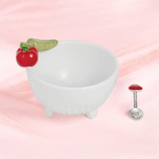 Ceramic salsa dip bowl and serving spoon set - hostess gift, corporate gift, housewarming