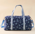 Navy quilted weekender duffel bag - overnight travel bag, wipeable lining, corporate gift for women, nationwide delivery NYC