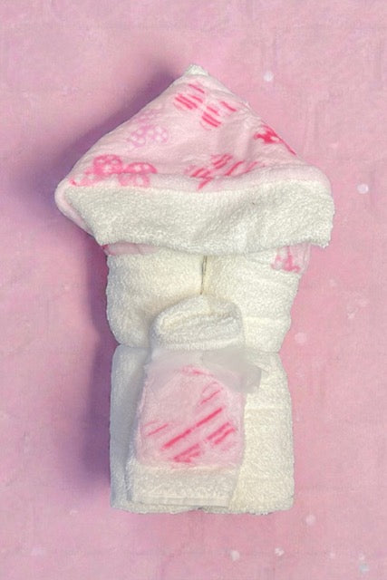 Hooded Towel White Butterfly