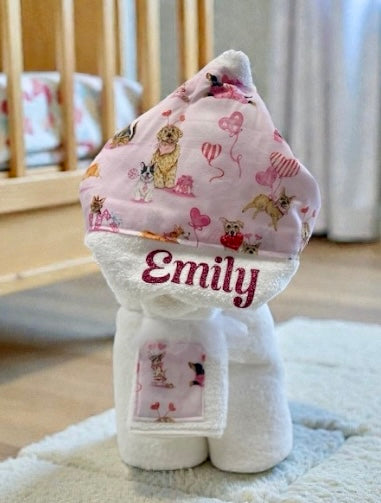 Hooded Towel White Butterfly