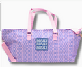Purple and pink patterned bag with 'MAHJ' logo on a white background
