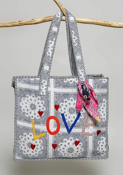 LOVE Bandana Quilted Tote Bag