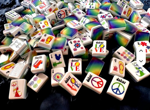 Retro Hippie Rainbow Mahjong Tiles