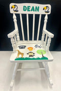 Personalized zoo animals rocking chair - baby shower and bris gift from New York - custom nursery keepsake delivered nationwide - The Pampered Professional