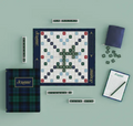 Holiday Edition Scrabble Bookshelf Game in classic plaid - Christmas gift for families, game nights, and holiday decor - nationwide delivery from NYC gift store