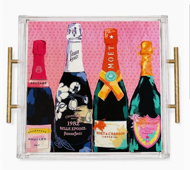 Champagne Moët Inspired Pop Art Acrylic Tray