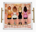 Stylish Women Cocktails Scene Acrylic Tray