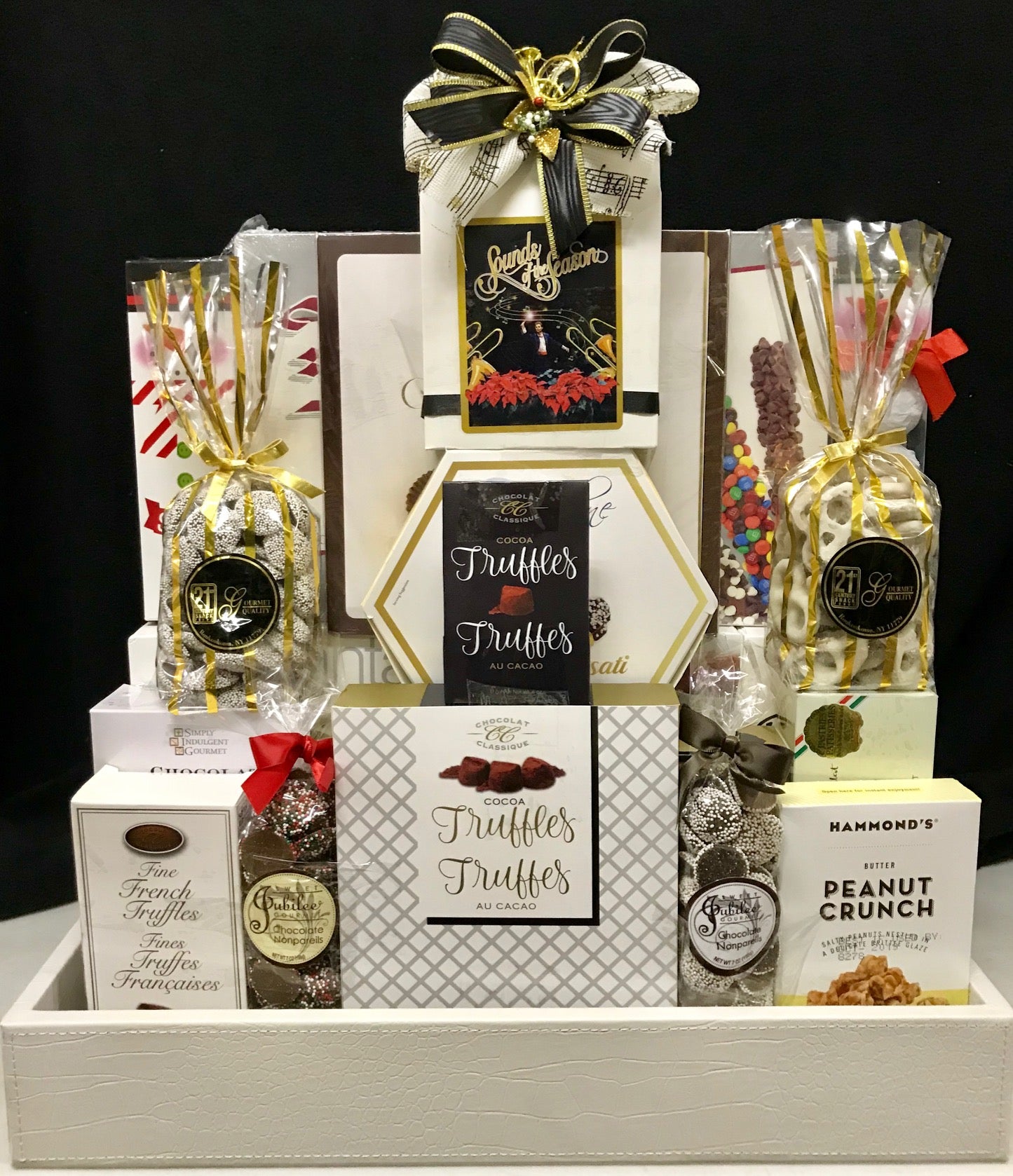 Corporate Gift Basket - Glittering Gold Faux Leather Tray