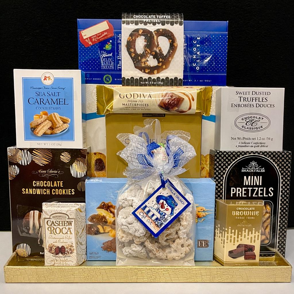 Corporate Gift Basket - Glittering Gold Faux Leather Tray