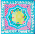 Non-Slip Mahjong Mat - Tropical Turquoise Floral