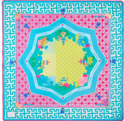 Non-Slip Mahjong Mat - Tropical Turquoise Floral
