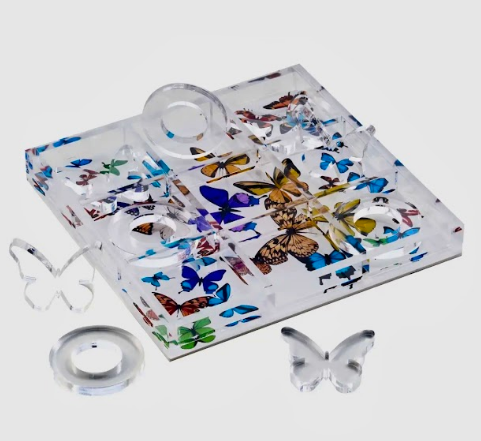 Acrylic butterfly tic-tac-toe set - unique housewarming birthday engagement gift - NYC and nationwide delivery - The Pampered Professional