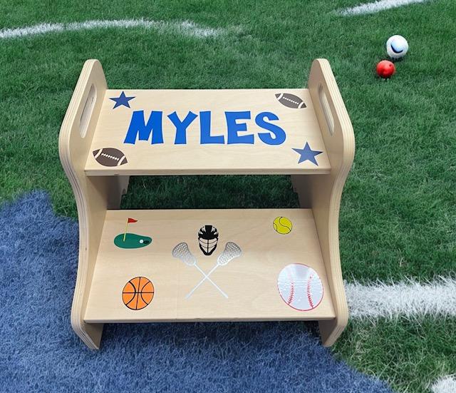 Lacrosse sports step stool for toddlers - personalized new baby corporate and birthday gift - NYC and nationwide delivery - The Pampered Professional