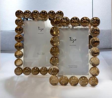 Tizo amber crystal ball picture frame in 4x6 and 5x7 sizes, luxury home and office gift, The Pampered Professional, New York