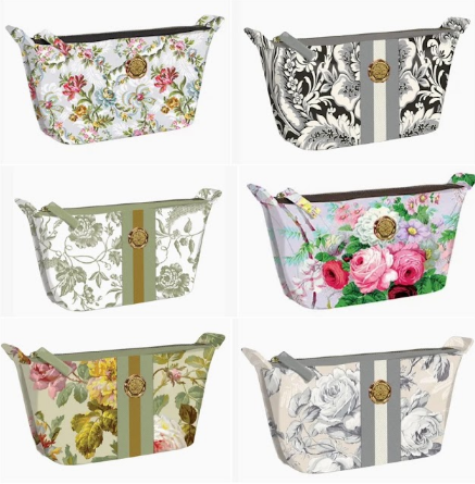Anna Griffin cosmetic bags in six designs - floral, damask and botanical patterns including Annalise, Damask Noire, Francesca, Phoebe, Lillian and Green Climbing Rose - small and large sizes available - gift for her, corporate gift, Long Island NYC gift store, nationwide delivery
