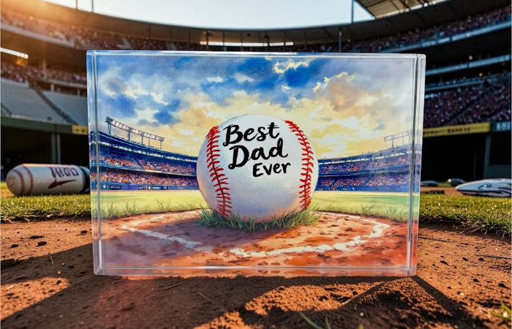 Baseball Crystal Paperweight Desk Decor - premium sport gift for baseball fans, birthday and retirement gift for him | The Pampered Professional