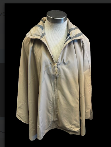 Beige Plaid Reversible Hooded Cape - Lightweight Water-Repellent Rain Poncho for Women