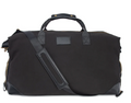 Harrison Weekender Duffel Bag - black cotton canvas and vegan leather travel bag with adjustable strap, luxury gift for him, New York City nationwide delivery